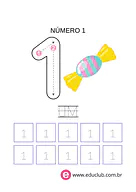 Atividade de cobrir números para 1º Ano, Pré-Escola de Números, Matemática - Material educacional