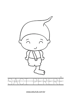 Tarefa do Saci Pererê para colorir para 1º Ano de Datas Comemorativas, Língua Portuguesa, Alfabetização, Dia do Folclore, ...