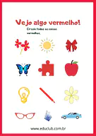 Atividade cor vermelha para Pré-Escola de Cores, Artes - Material educacional