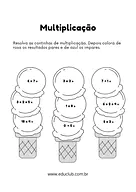 Atividade de colorir com multiplicação  para 3º Ano, 2º Ano de Operações básicas, Matemática - Material educacional