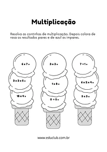 Atividade de colorir com multiplicação