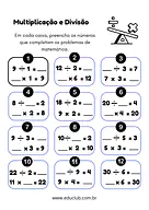 Atividade de multiplicação e divisão 2 ano para 2º Ano de Operações básicas, Matemática - Material educacional