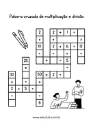 Cruzadinha da multiplicação e divisão Cruzadinha da multiplicação e divisão para 5º Ano, 4º Ano, 3º Ano de Operações básicas, Matemática - Material educacional