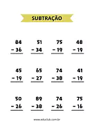 Subtração com reserva para 3º Ano, 2º Ano de Operações básicas, Matemática - Material educacional
