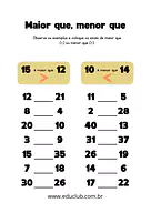Atividade maior que menor que para 2º Ano, 1º Ano de Números, Matemática - Material educacional