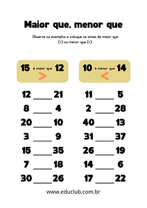 Atividade maior que menor que