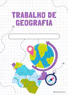 Capa para trabalho de Geografia Capa para trabalho de Geografia para 5º Ano, 4º Ano, 3º Ano, 2º Ano, 1º Ano de Geografia, Recursos Educativos, Capa de tra...