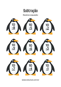 Continhas de adição com desenhos