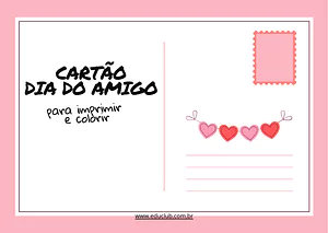 Cartão do Dia do Amigo para imprimir e colorir: Uma lembrança especial!