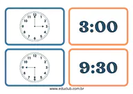 Cartões de pareamento das horas para 3º Ano, 2º Ano de Hora - Material educacional