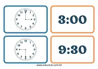 Cartões de pareamento das horas