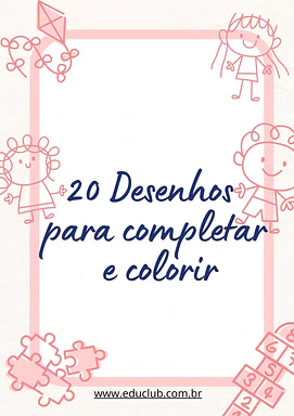 20 desenhos para completar e colorir para 2º Ano, 1º Ano, Pré-Escola de Desenhos, Artes - Material educacional