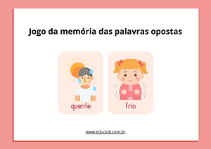 Jogo da memória das palavras opostas