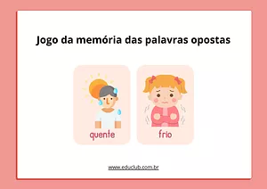 Jogo da memória das palavras opostas
