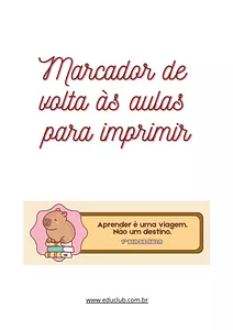 Marcador de páginas para volta às aulas