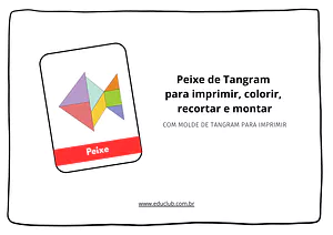 Peixe de tangram para imprimir, colorir, recortar e montar