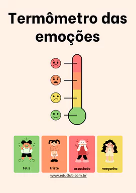 Termômetro das emoções para imprimir e brincar para Creche, 3º Ano, 2º Ano, 1º Ano, Pré-Escola de Educação Emocional, Emoç...