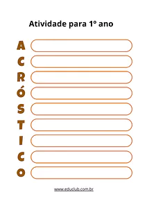 Atividade com acróstico para 1 ano