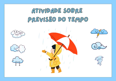 Atividade de previsão do tempo para 5º Ano, 4º Ano, 3º Ano, 2º Ano, 1º Ano de Ciências, Clima - Material educacional