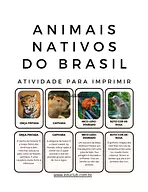 Atividade sobre animais nativos do Brasil Atividade sobre animais nativos do Brasil para 3º Ano, 2º Ano, 1º Ano, Pré-Escola de Ciências, Seres Vivos - Material educ...