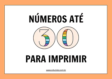 Números até 30 para imprimir para 3º Ano, 2º Ano, 1º Ano de Números, Matemática - Material educacional