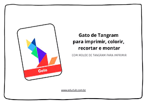 Gato de tangram para imprimir, colorir, recortar e montar