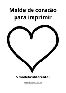 Molde de coração para imprimir para Creche, 5º Ano, 4º Ano, 3º Ano, 2º Ano, 1º Ano, Pré-Escola de Desenhos, Artes - Materi...