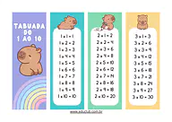 Tabuada para imprimir para 5º Ano, 4º Ano, 3º Ano, 2º Ano de Operações básicas, Matemática, Tabuada - Material educacional