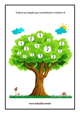 Atividade número 2 para Educação Infantil para Creche, Pré-Escola de Números, Matemática - Material educacional