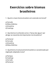 Exercícios sobre biomas brasileiros
