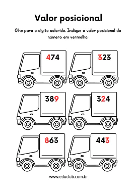 Atividade de valor posicional para 3º Ano, 2º Ano de Números, Matemática - Material educacional