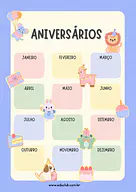 Painel de aniversariantes do mês para imprimir para Creche, 5º Ano, 4º Ano, 3º Ano, 2º Ano, 1º Ano, Pré-Escola de Recursos...