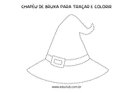Chapéu de bruxa para traçar e colorir Chapéu de bruxa para traçar e colorir para Pré-Escola de Datas Comemorativas, Halloween, Desenhos, Artes - Material educac...