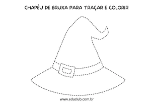 Chapéu de bruxa para traçar e colorir