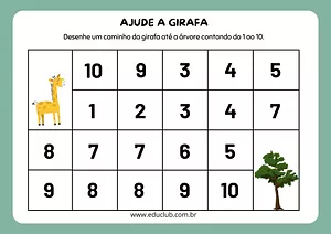 Atividade com números de 1 a 10 para educação infantil