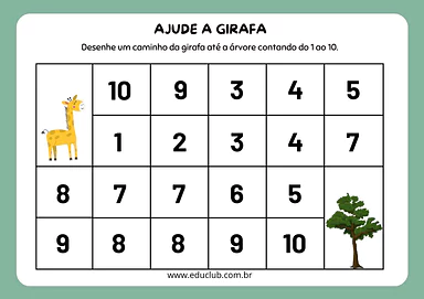 Atividade com números de 1 a 10 para educação infantil para Pré-Escola de Números, Matemática - Material educacional