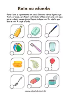 Atividade boia ou afunda Atividade boia ou afunda para 1º Ano de Ciências, Experimentos - Material educacional