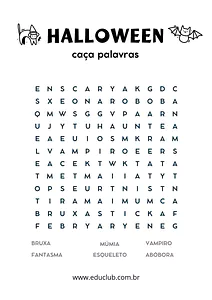 Caça palavras Halloween