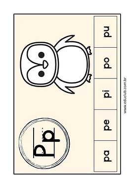 Atividades com a família silábica do pa pe pi po pu para 2º Ano, 1º Ano, Pré-Escola de Língua Portuguesa, Sílabas - Materi...