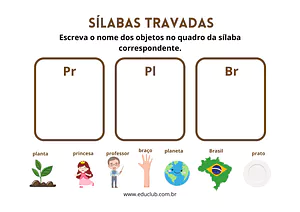 Atividade com sílabas travadas pr pl br