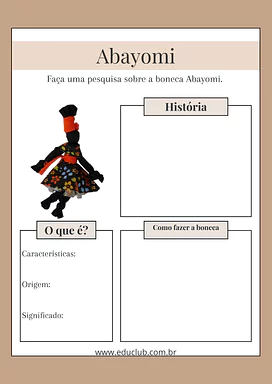 Abayomi: atividade de pesquisa para 4º Ano, 3º Ano, 2º Ano de Datas Comemorativas, Recursos Educativos, Roteiro de pesquis...