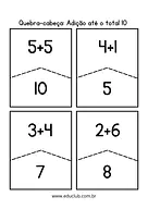 Quebra cabeça da adição para imprimir para 2º Ano, 1º Ano de Operações básicas, Matemática - Material educacional