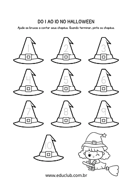 Atividade de números do Halloween para 1º Ano de Datas Comemorativas, Números, Matemática, Halloween - Material educacional