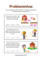 Probleminhas de adição para 1º Ano de Operações básicas, Matemática - Material educacional