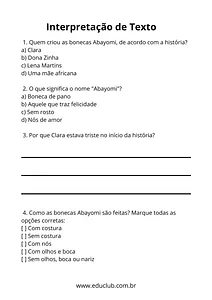 Texto sobre Abayomi com interpretação