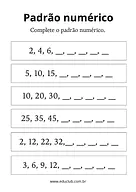 Atividade de padrão numérico Atividade de padrão numérico para 3º Ano, 2º Ano de Números, Matemática - Material educacional