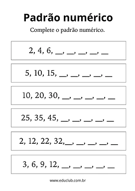Atividade de padrão numérico para 3º Ano, 2º Ano de Números, Matemática - Material educacional